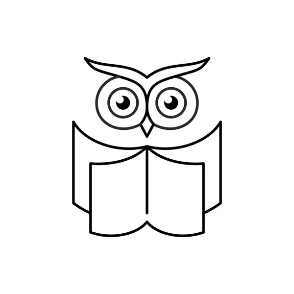 Chouette intelligente avec livre ouvert. Logo éducation. Symbole club de lecture . — Image vectorielle