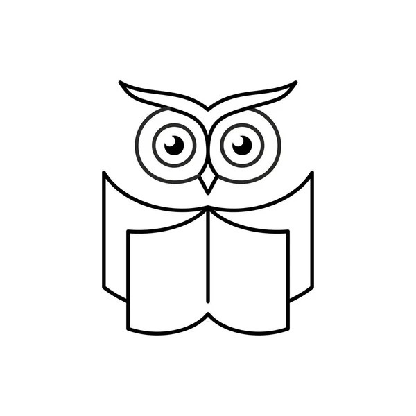 Inteligentna Sowa z otwartą książką. Logo edukacji. Symbol klubu czytelni. — Wektor stockowy