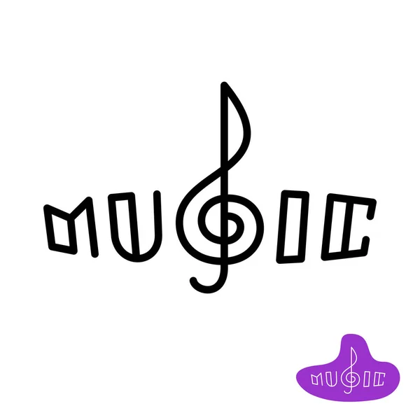 Muzyka słowo logo z TREBLE Clef w centrum. — Wektor stockowy