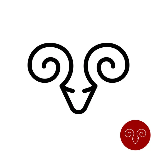 Ram ligne simple icône stylisée. Logo du Taureau. Chèvre de montagne signe linéaire . — Image vectorielle
