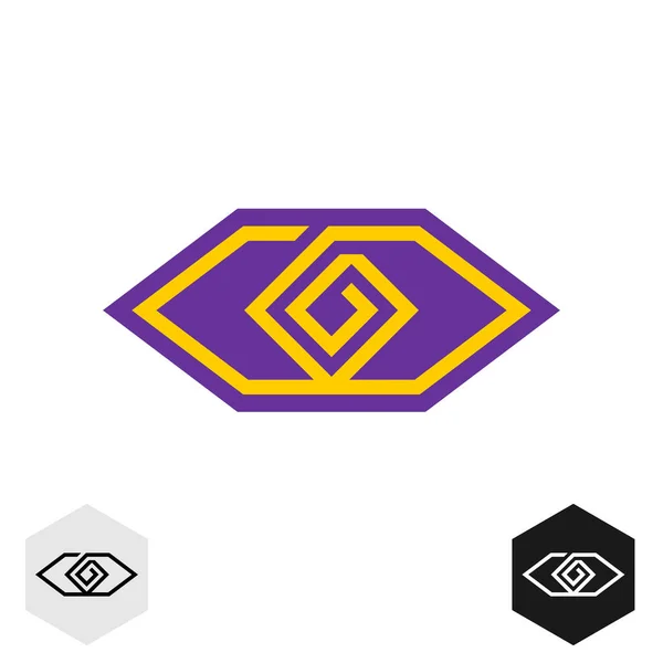 Eye tech logo angolato. Linee geometriche simbolo dell'occhio tecnico o tribale . — Vettoriale Stock