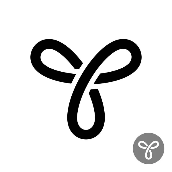 Linje Triple Knot symbol. Tre rundade ändar abstrakt linjär siffra. — Stock vektor