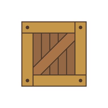 Oyun tasarımı için kare sandık. Basit paketi ahşap kutu simgesi. Parsel sembolü.