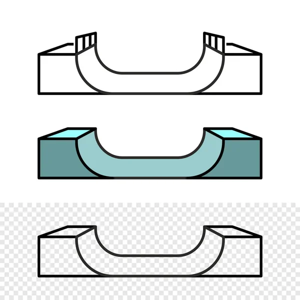 スケートボードランプイラスト。サイドビュースケートパーク建設. — ストックベクタ