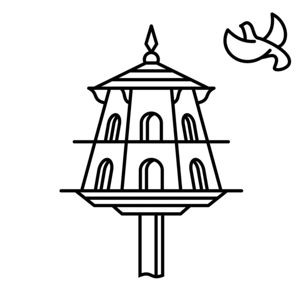 Icono del esquema de Dovecote. Casa para pájaros. Palomas símbolo del hogar . — Vector de stock