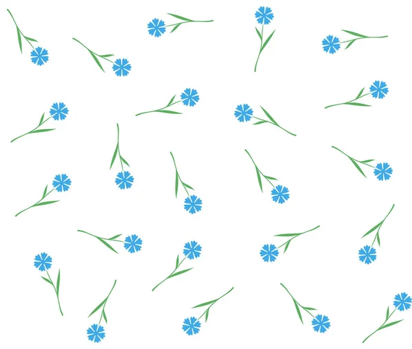 Blaue Blumen nahtloses Muster. Kornblumen oder Flachs florale Kleidung. — Stockvektor