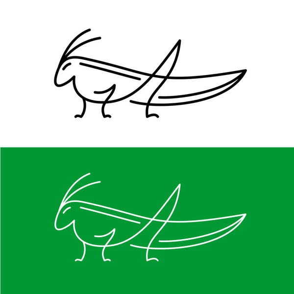 Grasshoper γραμμή κομψό λογότυπο στυλ. Χαριτωμένο μικρό σύμβολο εντόμων. — Διανυσματικό Αρχείο