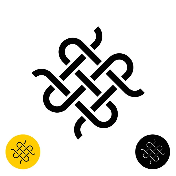 Tejer nudos logotipo de estilo celta. Líneas textiles entrecruzadas . — Vector de stock