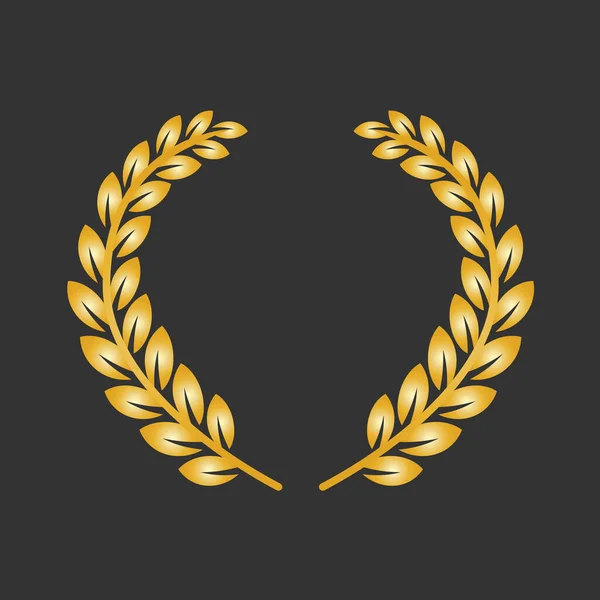 Golden laurel wreath on a dark background. — Stock Vector