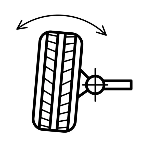 A kerék beállítási vonal ikonja. Autó felfüggesztési szögek beállítása. Tengelyvezérlő szimbólum. Állítható löketszélesség. — Stock Vector