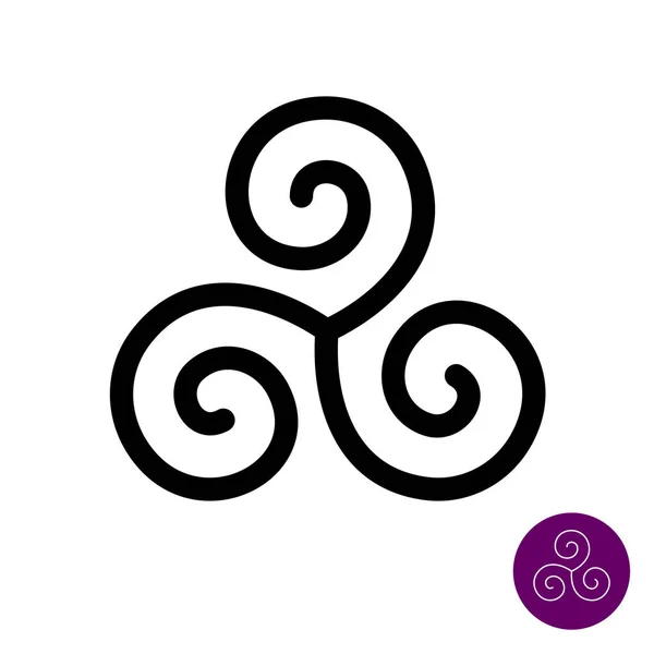 Trippel spiral linje svart logotyp. Grekisk stil forntida dekoration symbol. Justerbar slagbredd. — Stock vektor