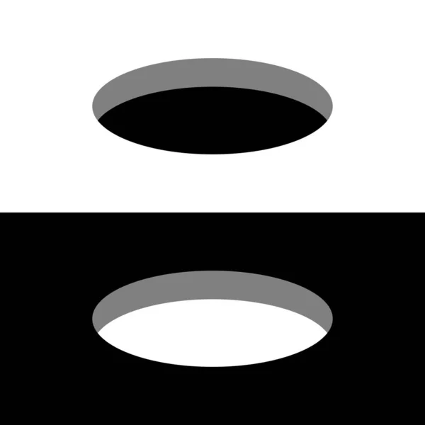 Schwarze und weiße runde Löcher auf einer 3D-Perspektive. — Stockvektor