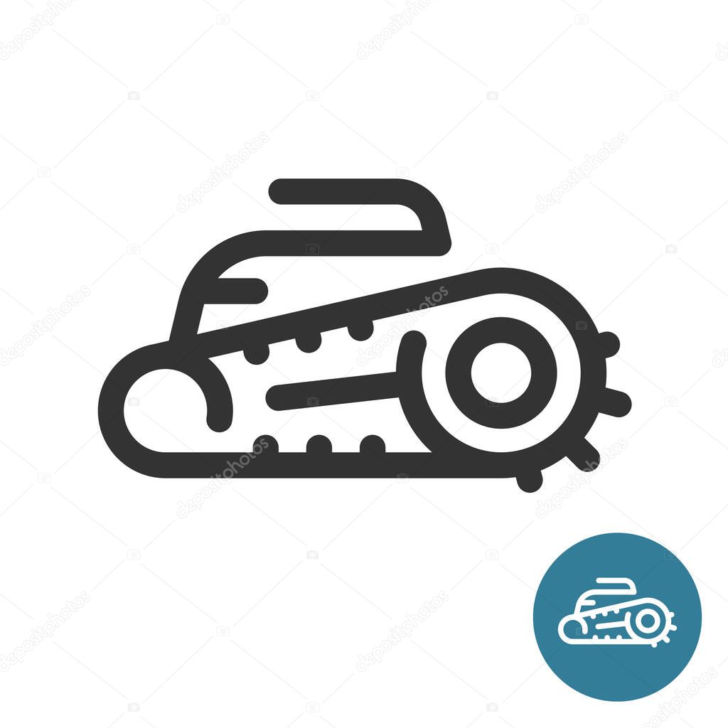 Robotic pool cleaner stylized icon. Automatic cleaning robot for pool service symbol. Adjustable stroke width.