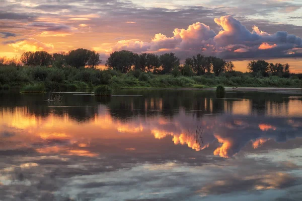 Reflection Beautiful Sunset River — Stock Photo, Image