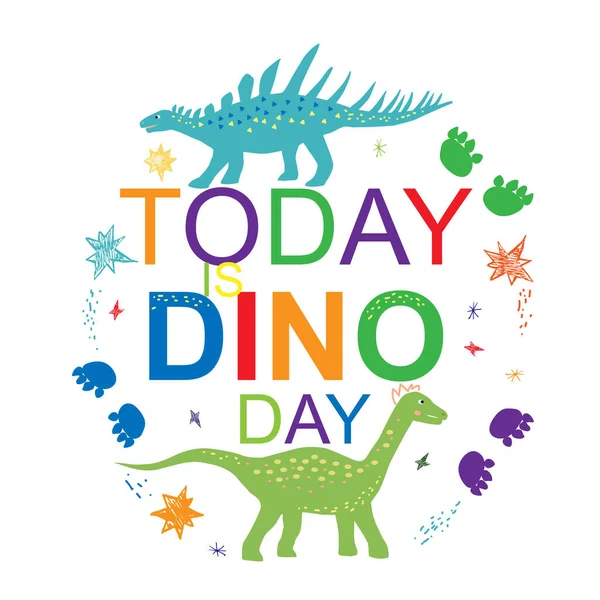 Σήμερα είναι η μέρα του ντίνο. Χαριτωμένος δεινόσαυρος — Διανυσματικό Αρχείο