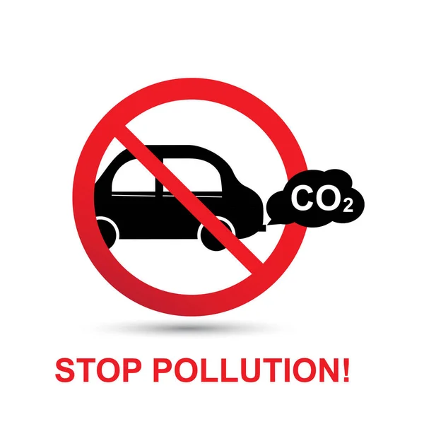 Verschmutzungskonzept stoppen. Kein Abgas-Vektor für Autos — Stockvektor