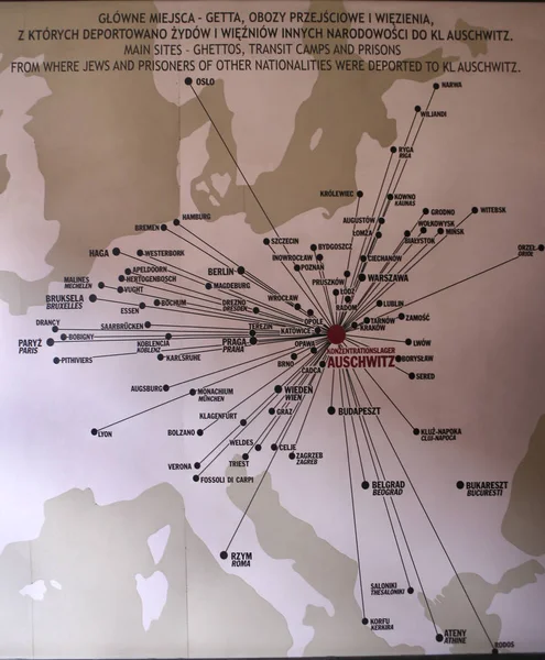 Mappa Dove Sono Stati Portati Prigionieri Auschwitz Foto Stock