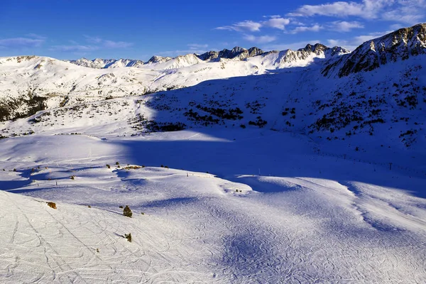 Encamp Snow Covered Mountains Andorra — Stock Photo, Image