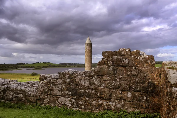 Torre Redonda Isla Devenish Lough Erne Fermanagh Irlanda Del Norte —  Fotos de Stock