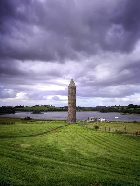 Torre Redonda Isla Devenish Lough Erne Fermanagh Irlanda Del Norte —  Fotos de Stock