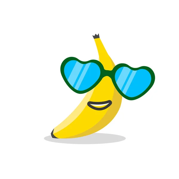 Bananengesicht-Karikatur mit Emotion-Sonnenbrille — Stockvektor