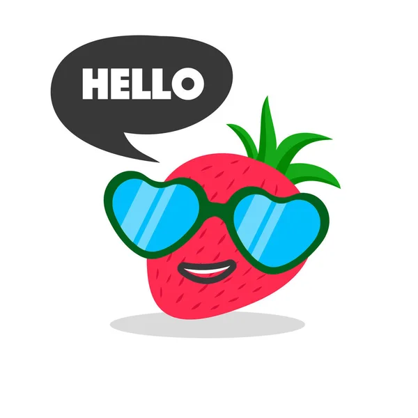 草莓脸卡通带情感太阳镜 — 图库矢量图片