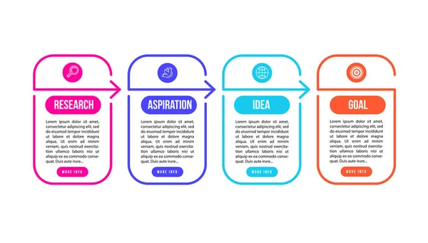 Langkah infografis untuk pendaratan atau vektor trend presentasi - Stok Vektor