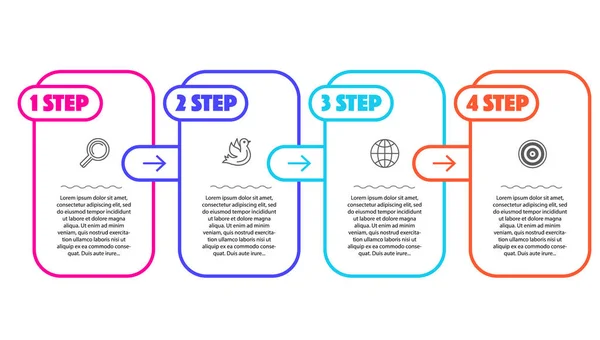 Langkah infografis untuk pendaratan atau vektor trend presentasi - Stok Vektor