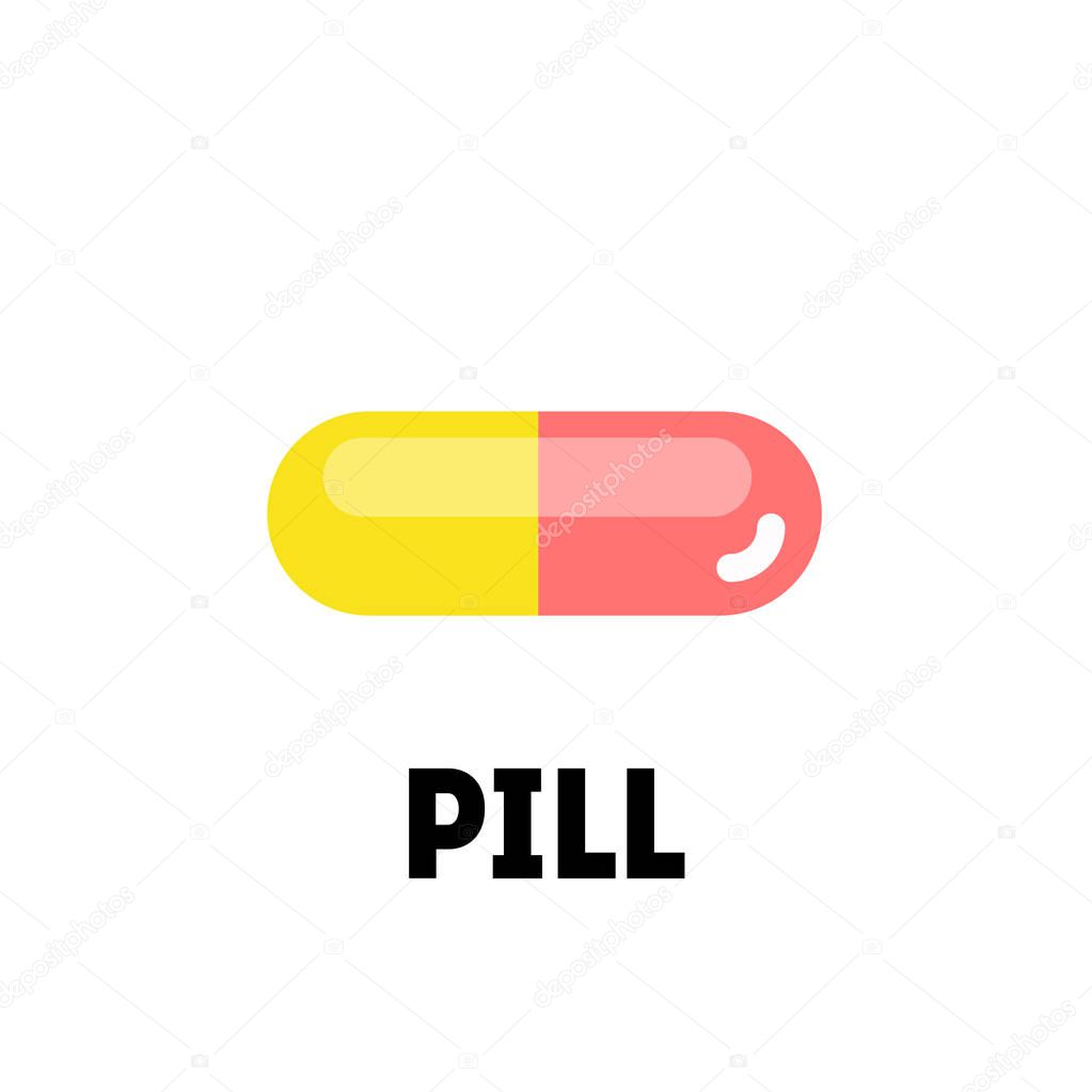 flat vector pill or vitamin 