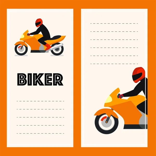 Moto rider dan kartpostal — Stok Vektör