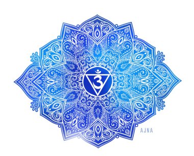 Ruh Yıldızı Çakra sembolü çizimi. Logo yoga tedavisi için.