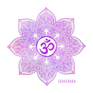 Çakra sembolü vektör çizimi. Logo yoga, mandala, meditasyon, kundalini
