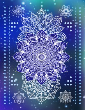 Mandala seti ve diğer elementler. Vektör içinde yapılan geometrik daire ögesi.