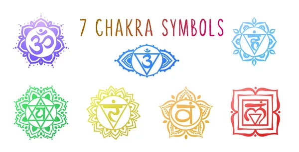 Chakras símbolo para colorear vector ilustración. Para logo yoga curativo, mandala, meditación, kundalini — Vector de stock