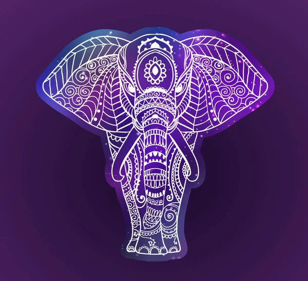 Elefante boho. Ilustración vectorial. Diseño floral, mapa dibujado a mano con Elefante ornamental — Vector de stock