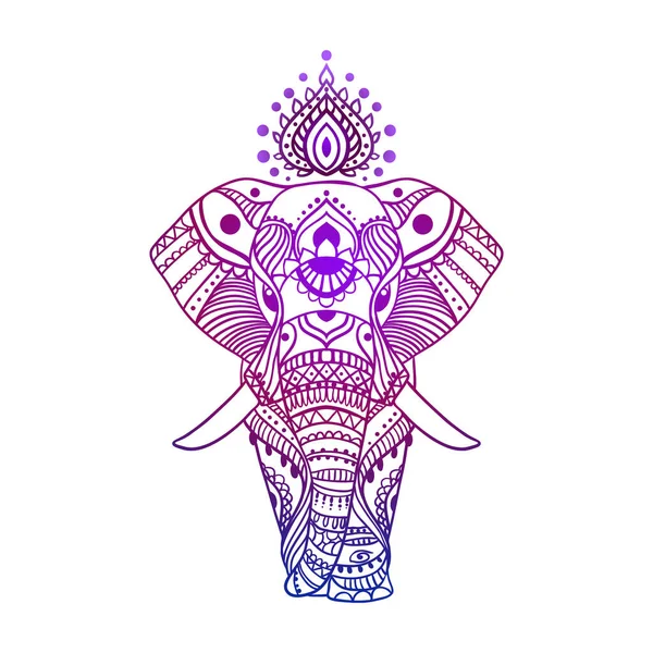 Padrão de elefante Boho. Ilustração vetorial. Desenho floral, mapa desenhado à mão com elefante ornamental. — Vetor de Stock