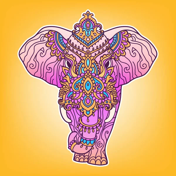 Padrão de elefante Boho. Ilustração vetorial. Desenho floral, mapa desenhado à mão com elefante ornamental — Vetor de Stock