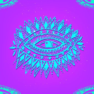 Göz deseni. Süslü vektör çizimi. El çizimi mistik çizim tasarımı.