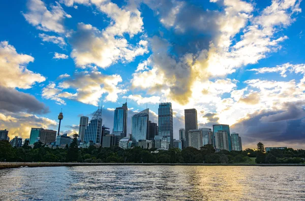 Fantastisk Solnedgång Över Sydney Central Business District Stadens Skyline Sett — Stockfoto