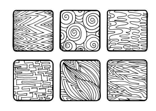 Vector pen textures set. Grungy hand drawn lines, frames, stains, dots, stripes, patterns. Sketched, doodle style — Stock Vector