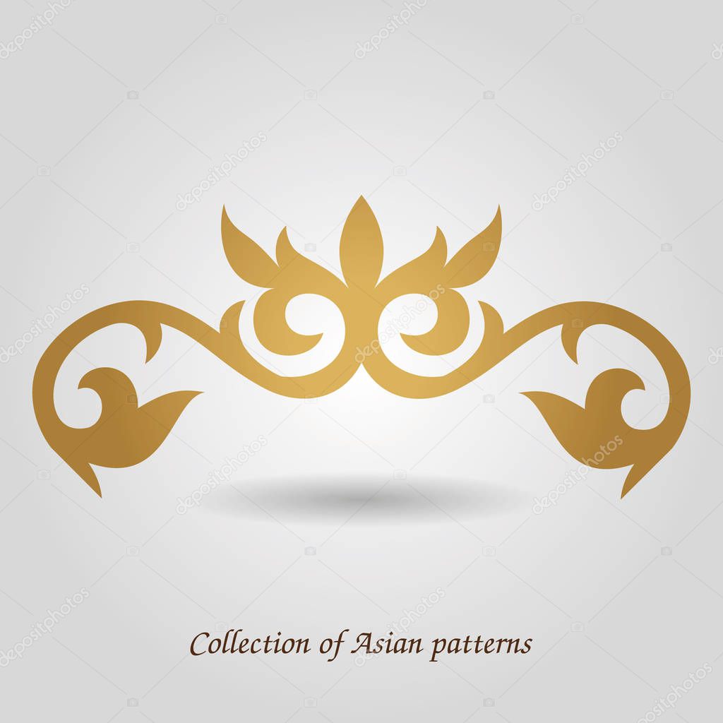east asian pattern.golden abstract pattern. Asian floral designs