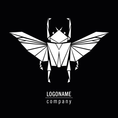 Siyah beyaz grafiklerle vektör böceği. Geometrik böcek logosu
