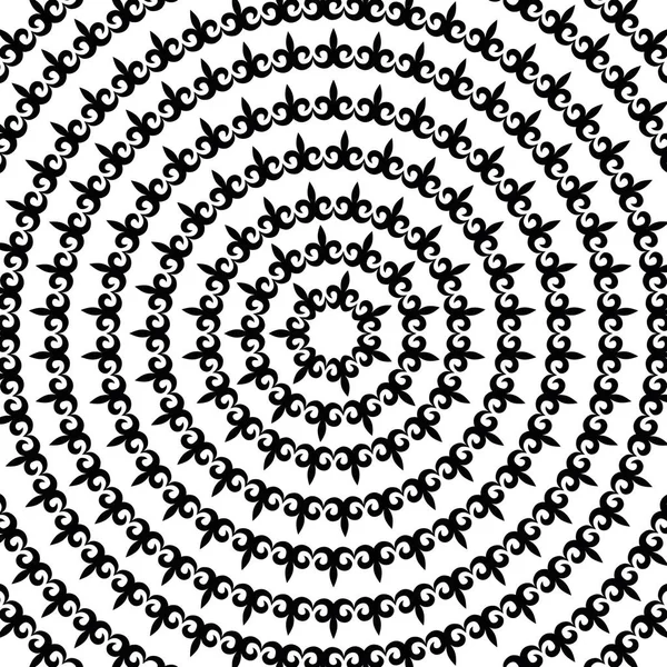 Modelli circolari asiatici. motivo a spirale in bianco e nero. Sfondo per la progettazione di volantini, stampa . Vettoriali Stock Royalty Free