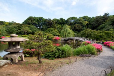 Shinjuku Gyoen Ulusal Bahçesi'nde geleneksel Japon bahçesi