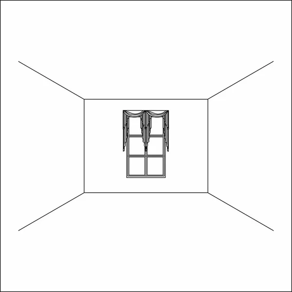 Vorhänge im Inneren des Fensters. luxuriöse Samtvorhänge und Vorhänge aus Seide. — Stockvektor