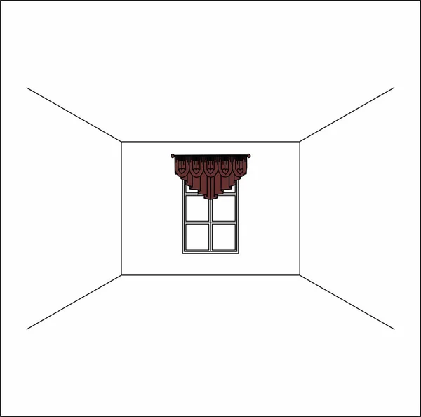 윈도우의 내부에서 커튼입니다. 럭셔리 실크 벨벳 커튼 및 커튼. — 스톡 벡터