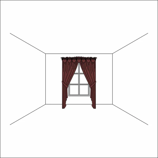 Curtains in the interior of the window. Luxury silk velvet curtains and draperies. — Stock Vector