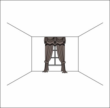 perdeler pencere iç. Lüks ipek kadife perdeler ve draperies. 