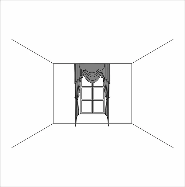 Lambrequin. 经典窗帘。窗帘 — 图库矢量图片