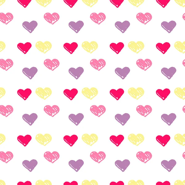 Estilo grunge corazones fondo. patrón con corazones dibujados por las manos . — Vector de stock